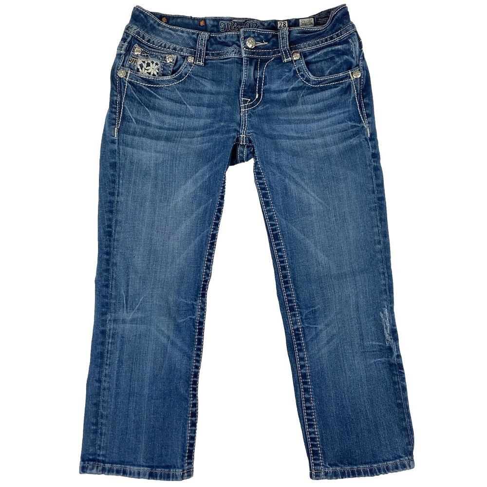 Miss Me Capri Womens Low Rise Blue‎ Denim Jeans Size 28